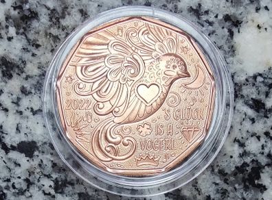 Austria 5 Euro Copper (.999) Uncirculated Coin 2022 - Happiness is a Bird - New Year Coins