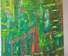 Retro French Abstract Oil on Panel Painting