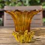 Mid Century Large Amber Color Handblown Vase Image 5