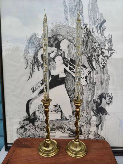 Vintage Brass Candlesticks x 2