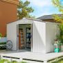 Garden Shed 277x195x192 cm Metal Outdoor Storage for Tools Silver and Gray Image 4