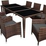 _Aluminium Poly Rattan Dining Set, 8 Chairs + 1 Dining Table with Glass Tops, Includes 2 Cover Sets and Protective Cover, Various Colours Image 3