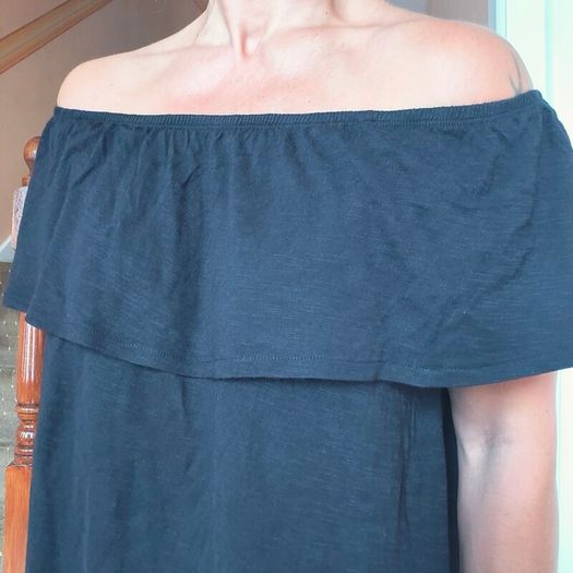 Black Open Shoulders Flare Top, size 12, NEW LOOK