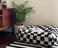 Moroccan style checkerboard pouffe