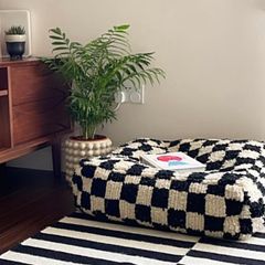 Moroccan style checkerboard pouffe
