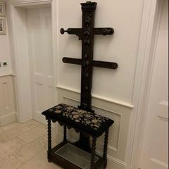 Antique Carved Wooden Coat and Hat Stand