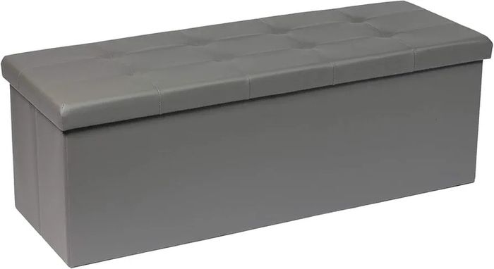 ottoman Storage Boxes Bench Toy Box Chest Foldable Seat,End of Bed Bench,Faux Leather Foot Stool for Bedroom110x38x38cm(Light Grey)