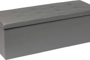 ottoman Storage Boxes Bench Toy Box Chest Foldable Seat,End of Bed Bench,Faux Leather Foot Stool for Bedroom110x38x38cm(Light Grey)
