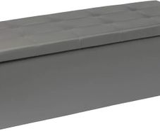 ottoman Storage Boxes Bench Toy Box Chest Foldable Seat,End of Bed Bench,Faux Leather Foot Stool for Bedroom110x38x38cm(Light Grey)