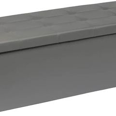 ottoman Storage Boxes Bench Toy Box Chest Foldable Seat,End of Bed Bench,Faux Leather Foot Stool for Bedroom110x38x38cm(Light Grey)