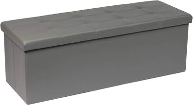 ottoman Storage Boxes Bench Toy Box Chest Foldable Seat,End of Bed Bench,Faux Leather Foot Stool for Bedroom110x38x38cm(Light Grey)
