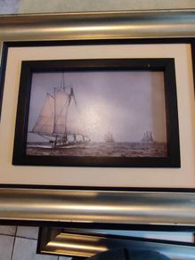 LOVELY FRAMED Print  of ships and boats