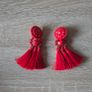 Red  Earrings with tassels Image 6