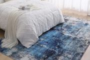 Ultra Soft, Short Pile Non-Slip Non-Shedding Abstract Carpet, Stain Resistant Faux Wool for Bedroom Dining Room (Blue 160x230CM