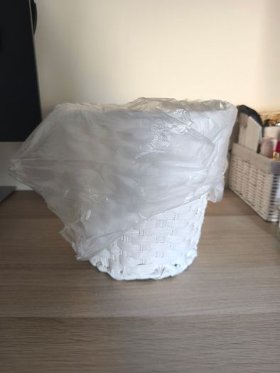 White Woven Waste Basket / Storage Basket