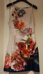 Oasis Lace Back Floral Placement Print Dress S16