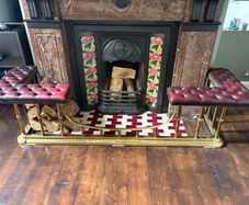 Antique Brass Club Fender with Burgundy Buttoned Seating