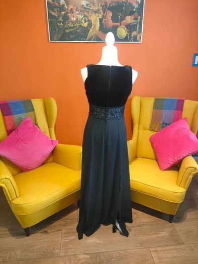 Vintage Consortium Black velvet maxi dress