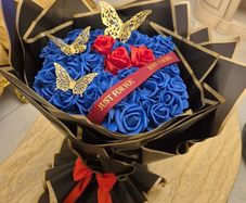 Royal Blue & Red Soap Rose Bouquet | Forever Flowers  Dublin