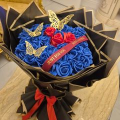 Royal Blue & Red Soap Rose Bouquet | Forever Flowers  Dublin