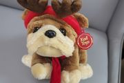 10 Inch Keel Toys Christmas Bulldog Plush Soft Toy Teddy Bear New