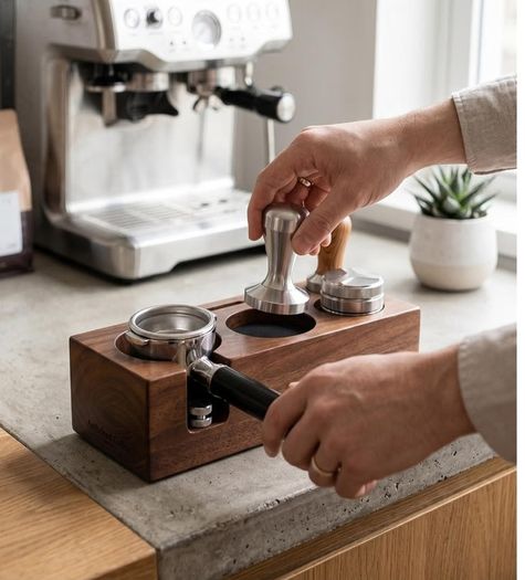 Wooden Espresso Tamper Station Organiser Stand