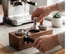 Wooden Espresso Tamper Station Organiser Stand