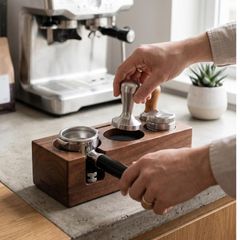 Wooden Espresso Tamper Station Organiser Stand