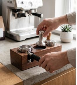 Wooden Espresso Tamper Station Organiser Stand