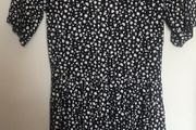 Pretty Little Thing Black Dalmatian Print Short Sleeve Smock Dress size 8 New with tags