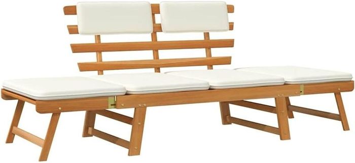 2-in-1 Acacia Garden Bench & Sun Lounger