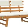 2-in-1 Acacia Garden Bench & Sun Lounger Image 3
