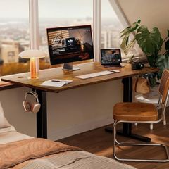 Electric Standing Desk Height Adjustable 120 x 60cm, Sit Stand Desk with 4 Memory Smart Pannel, Home Office Desk with Splice Board