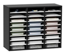 27 Compartments Wood Literature Organizer, Adjustable Shelves, Medium Density Fiberboard Mail Center, Office Home School Storage for Files,