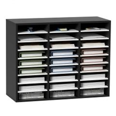 27 Compartments Wood Literature Organizer, Adjustable Shelves, Medium Density Fiberboard Mail Center, Office Home School Storage for Files,
