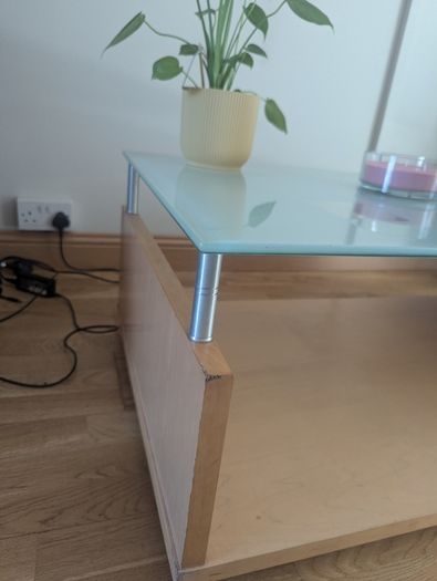 Modern Frosted Glass Coffee Table with Storage - Great Condition