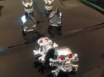 Motorcycle chrome valve caps.
