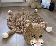 Hand-Crocheted Cat Rug. Cozy, Cute and Cuddly