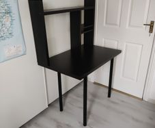 Black Compact Computer Study Desk with Shelves