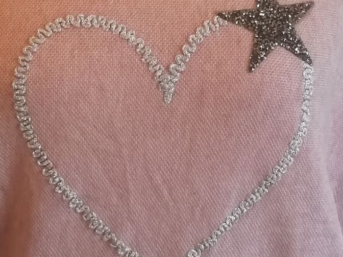 Carla Giannini Women's Angora Mix Top With Heart & Stars New With Tag Salmon Pink