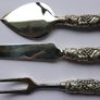 Vintage Silver Plated 3 Piece Hostess Hors D'oeuvres Canapes Cocktail Party Set Grape Motif Image 5