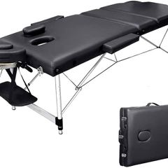 MASSIVE SALE Portable Massage Bed Table - 3-Section Aluminum Foldable Beauty Couch for Reiki Therapy Treatment Salon Healing - Metal Headrest Support/with Carry Bag