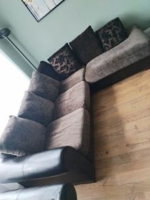Portlaoise  L shape sofa with footstool and armchair