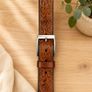 Unisex Genuine Leather Belt Vintage Embossed Design with Antique Buckle Casual & Formal Waist Belt Image 10