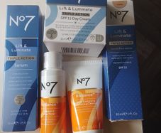 no 7 lift and luminate serum,day cream,serum foundation and radiance cleanser and toner