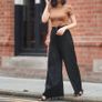 H&M Black High Waisted Paperbag Wide Leg Palazzo Trousers Culottes 6UK/34EU Petite Image 3