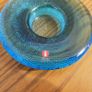 iittala light blue "button" Art Glass Candle Holder designed by Markku Salo  made in Finland 1980s Image 3