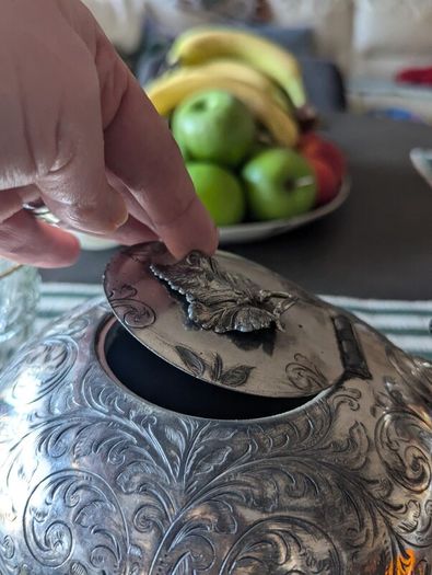 Silverware antique teapot