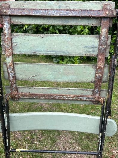 Pair of 1930s Vintage Green Folding Garden Chairs