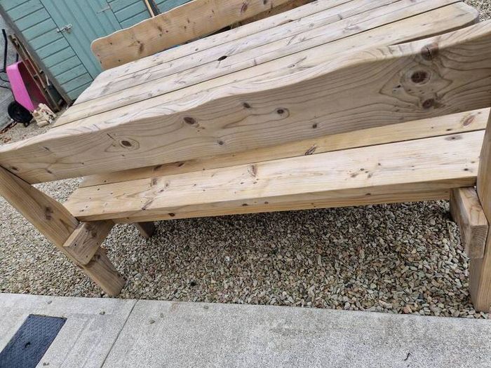 Outdoor Rustic Table with 2 benches